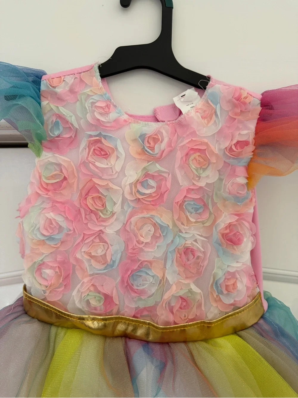 Target Girls Pink Multicolor Floral Rainbow Tulle Halloween Costume - Picture 2 of 3